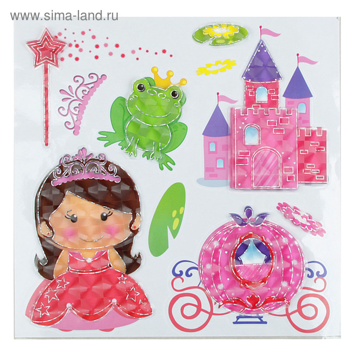 Наклейка пластик 3D "Принцессы /девочки" МИКС 38х30,5 см - Фото 1