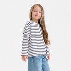 Лонгслив детский в полоску KAFTAN, размер 34 (122-128 см), цвет белый/чёрный 9301618 - фото 12348422