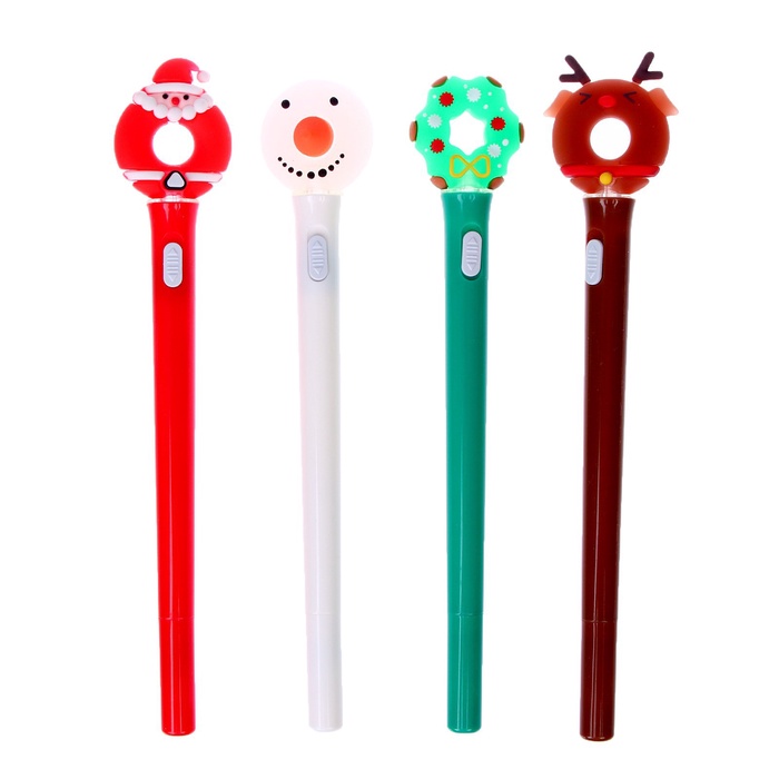 Ручка-прикол «Новый год», световая, синий стержень, шариковая, МИКС - Фото 1