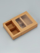 Коробка для 4 конфеты, крафт, 12.5×12.5×3.5 см 7904574