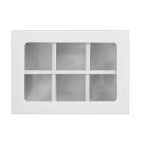 Коробка для 6 конфет с окном, белая, 13.7?9.85?3.85 см (комплект 2 шт)