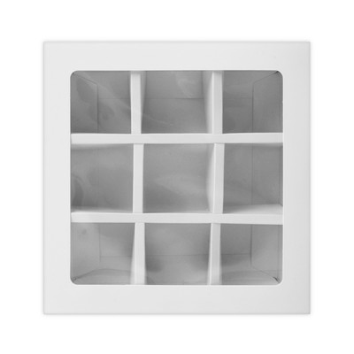 Коробка для 9 конфет, белая, 13.8×13.8×3.8 см