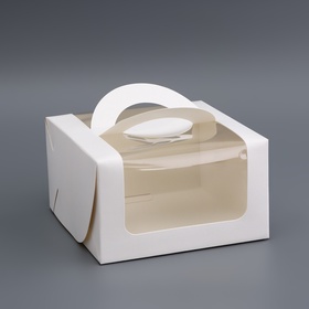 Коробка под бенто - торт с окном, белая, 14?14?8 см (комплект 2 шт)
