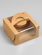 Коробка под бенто-торт с окном, крафт, 14×14×8 см - Фото 3