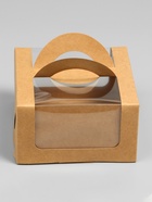 Коробка под бенто-торт с окном, крафт, 14×14×8 см - Фото 4