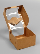 Коробка под бенто-торт с окном, крафт, 14×14×8 см - Фото 5