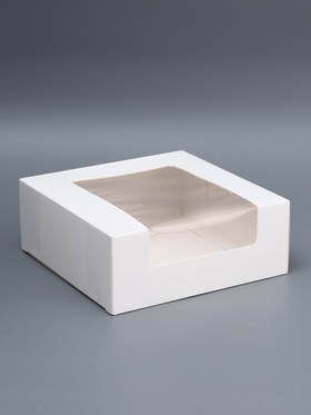 Кондитерская упаковка с окном, белая, 18?18?7 см (комплект 2 шт)