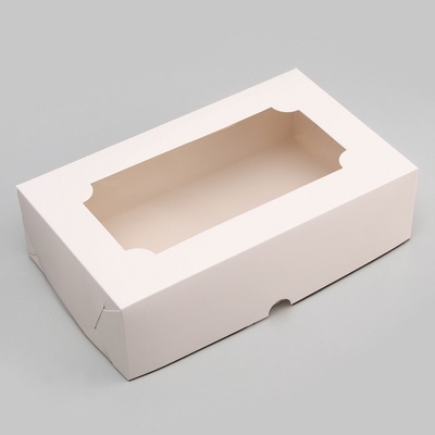 Коробка складная с окном под зефир, белый, 25×15×7 см