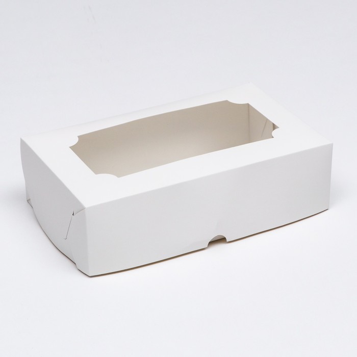 Коробка складная с окном под зефир, белый, 25 х 15 х 7 см - Фото 1