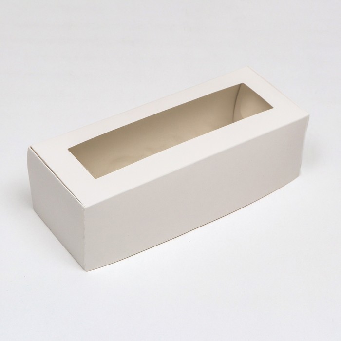 Коробка складная с окном под рулет, белая, 26 х 10 х 8 см - Фото 1