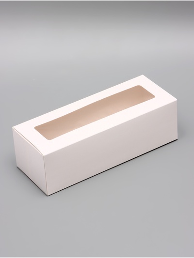 Коробка с окном под рулет, белая, 26×10×8 см, МИКС