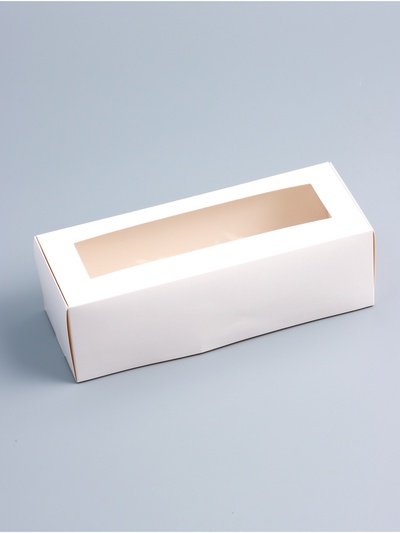 Коробка с окном под рулет, белая, 26×10×8 см, МИКС