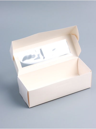 Коробка с окном под рулет, белая, 26×10×8 см, МИКС