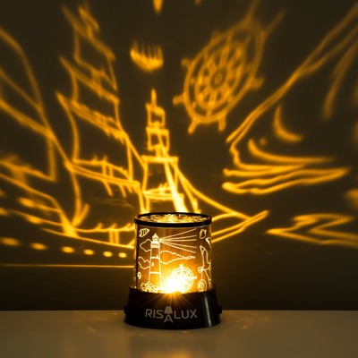 Ночник-проектор "Море" LED USB/от батареек черный 10,8х10,8х11,5 см RISALUX
