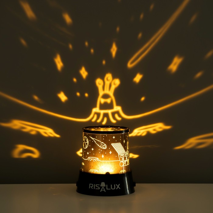 Ночник-проектор "Луноход" LED USB/от батареек черный 10,8х10,8х11,5 см RISALUX - Фото 1