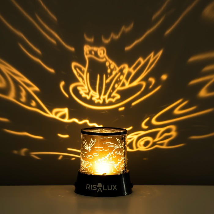 Ночник-проектор «Квакушки» LED USB/от батареек черный 10.8×10.8×11.5 см RISALUX