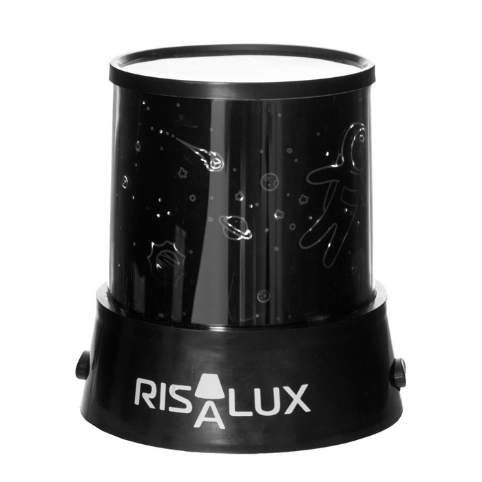 Ночник-проектор "Космонавт в космосе" LED USB/от батареек черный 10,8х10,8х11,5 см RISALUX - фото 1906104687