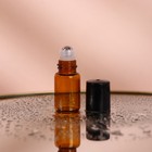 Флакон стеклянный для парфюма, с металлическим роликом, 3 мл, цвет коричневый/чёрный - Фото 2