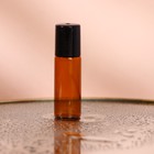 Флакон стеклянный для парфюма, с металлическим роликом, 5 мл, цвет коричневый/чёрный - фото 9384627