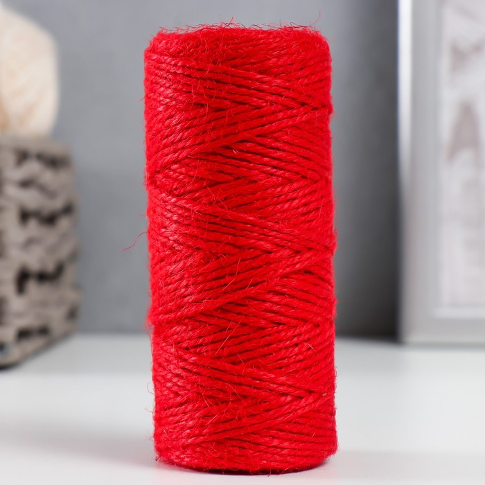 Пряжа 100% джут «Красный» 50 метров 4х4х10 см 7867495 Пряжа 100% джут «Красный» 50 метров 4х4х10 см 7867495