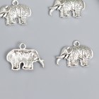 Декор для творчества металл "Упитанный слон" серебро набор 5 шт 2,1х2,8х0,4 см - фото 319105197