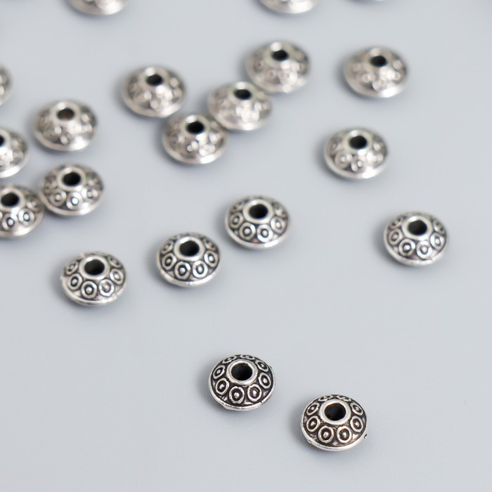 Бусины металл для творчества "Микро" серебро набор 30 шт 0,37х0,6х0,6 см - Фото 1