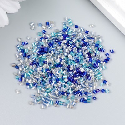 Бисер стекло 12/0 «Цилиндр. Сине-голубой меланж», 10 г