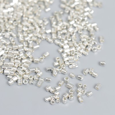 Бисер стекло 12/0 «Цилиндр. Серебристый», 10 г