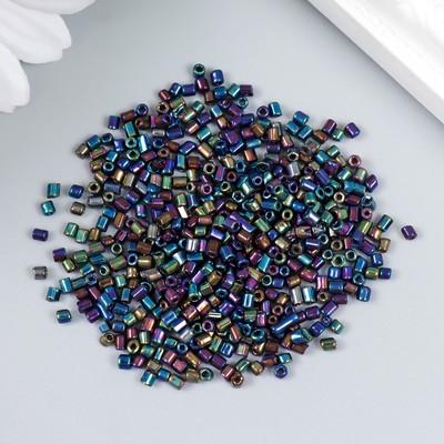 Бисер стекло 12/0 «Цилиндр. Синий меланж. Металлик», 10 г