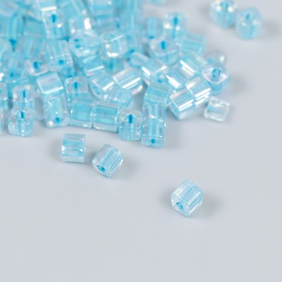 Бисер стекло 6/0 «Кубик. Полупрозрачный. Голубой», 10 г