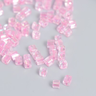 Бисер стекло 6/0 «Кубик. Полупрозрачный. Розовый», 10 г