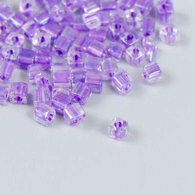 Бисер стекло 6/0 «Кубик. Полупрозрачный. Сиреневый», 10 г