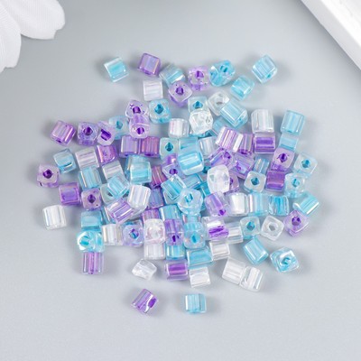 Бисер стекло 6/0 «Кубик. Полупрозрачный. Сиренево-голубой», 10 г