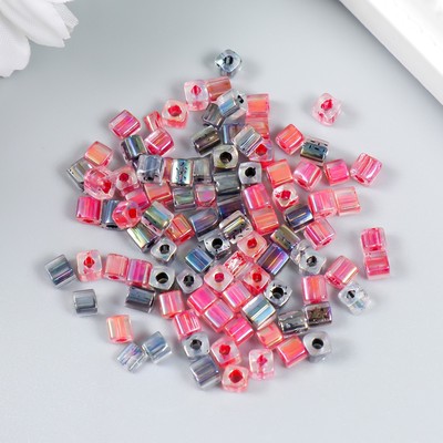 Бисер стекло 6/0 «Кубик. Полупрозрачный. Розово-серый», 10 г