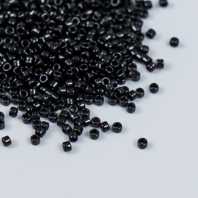 Бисер стекло 11/0 "Цилиндр. Чёрный глянец" 10 гр