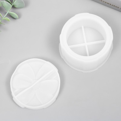 Молд силикон "Шкатулка - бантик круглая" с крышкой 9,8х9,8х6,9 см