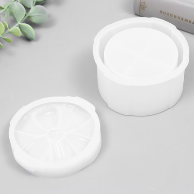 Молд силикон "Шкатулка - бантик круглая" с крышкой 9,8х9,8х6,9 см