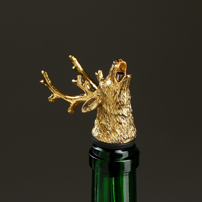 Фигурная крышка для бутылки "Олень" золото, 11х3см - фото 1906104844