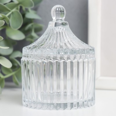Шкатулка для украшений «Гофре и купол», стекло, прозрачная 9×6.5×6.5 см