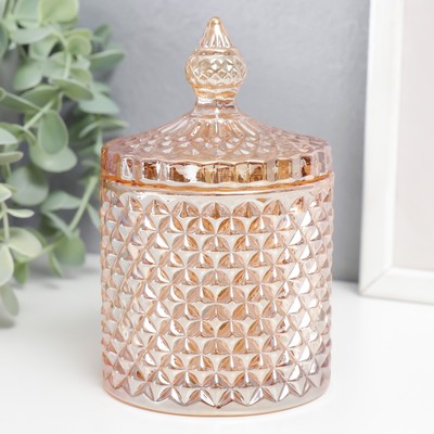 Шкатулка для украшений «Ромбы и купол», стекло, карамель 14×8.2×8.2 см