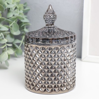 Шкатулка для украшений «Ромбы и купол», стекло, серый, 14×8.2×8.2 см