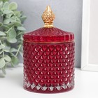 Шкатулка стекло "Ромбы и купол" красный с золотом 14х8,2х8,2 см - фото 10802975
