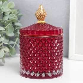 Шкатулка стекло "Ромбы и купол" красный с золотом 14х8,2х8,2 см