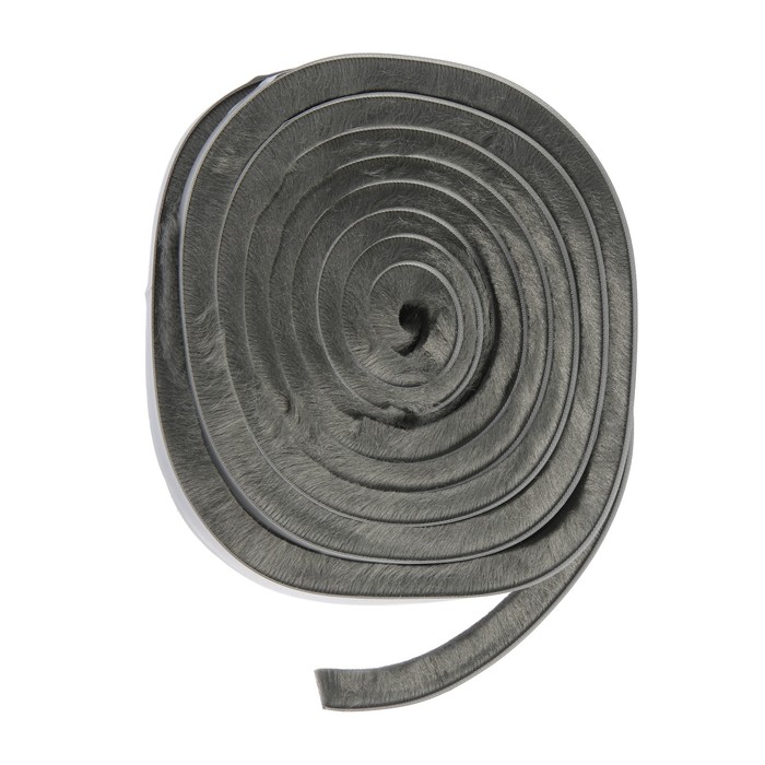 Уплотнитель щеточный самоклеящийся ТУНДРА, 9х15 мм, серый, 10 м. - Фото 1