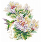 Многоцветница Колибри на цветах гибискуса.Набор счетным крестом 26х28см - фото 294231887