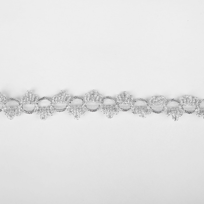 Тесьма серебро Петельки с трилистниками ширина 2,7, 10 м - Фото 1