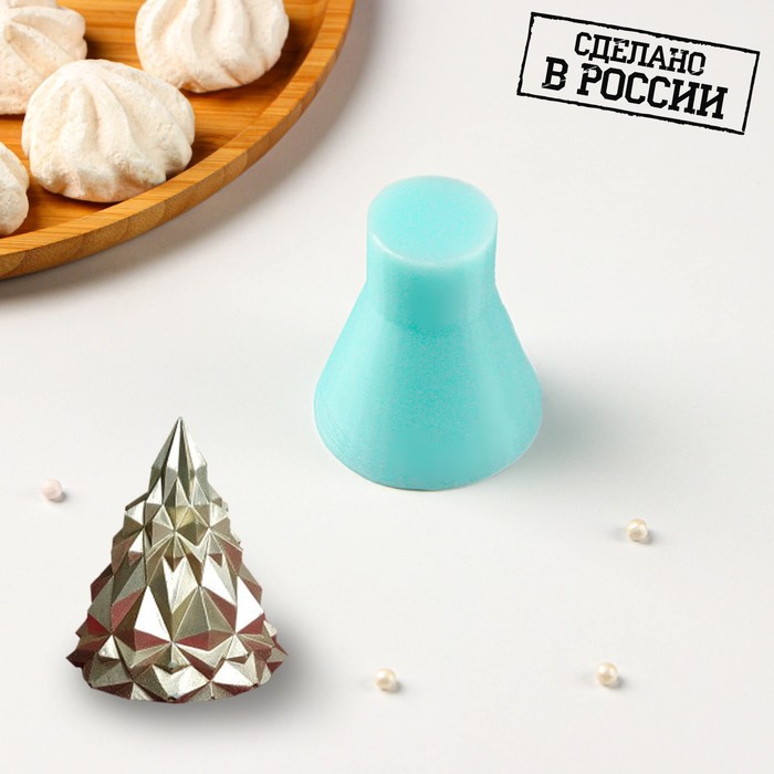 Молд для заливки «Ёлочка геометрическая», силикон, 5×5×6 см, бирюзовый - Фото 1
