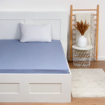 Простыня евро «Этель» Plain collection, 220×215 см, голубая, хлопок 100%, поплин