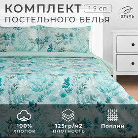 Постельное бельё Этель 1.5 сп «Эвкалипт» 143х215 см, 150х214 см, 50х70 см -2 шт, поплин 9233624