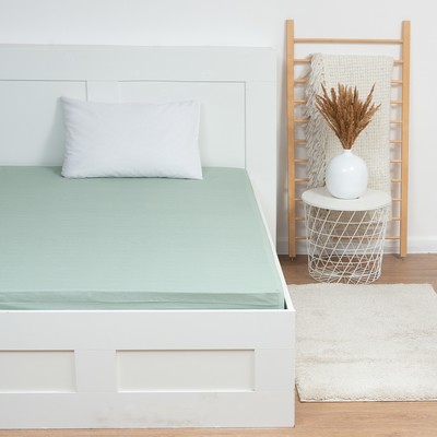 Простыня на резинке 2-спальная «Этель», 180×200+25 см, мятная, поплин